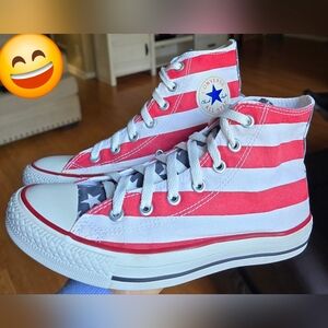Unisex 6 Men's/8 Women's CONVERSE CTAS American Flag Print High Top Shoes